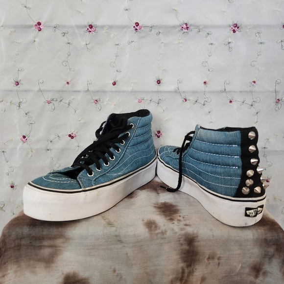 Vans Shoes - Vans Sk8-hi Denim Studded Platforms